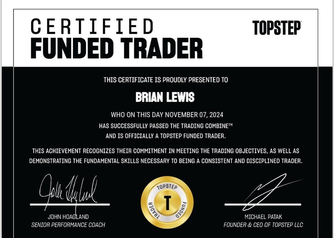 Topstep funded trader certificate