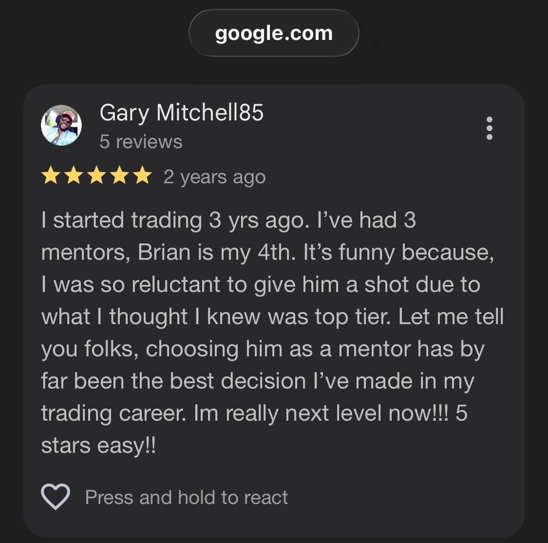 Google review screenshot