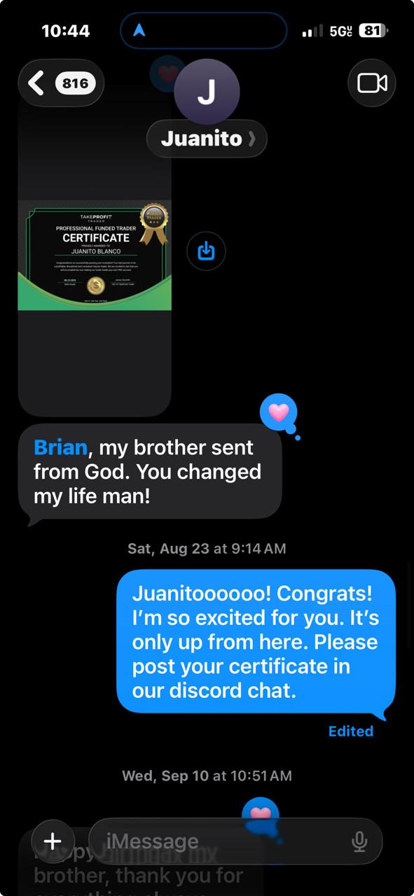 Student testimonial screenshot
